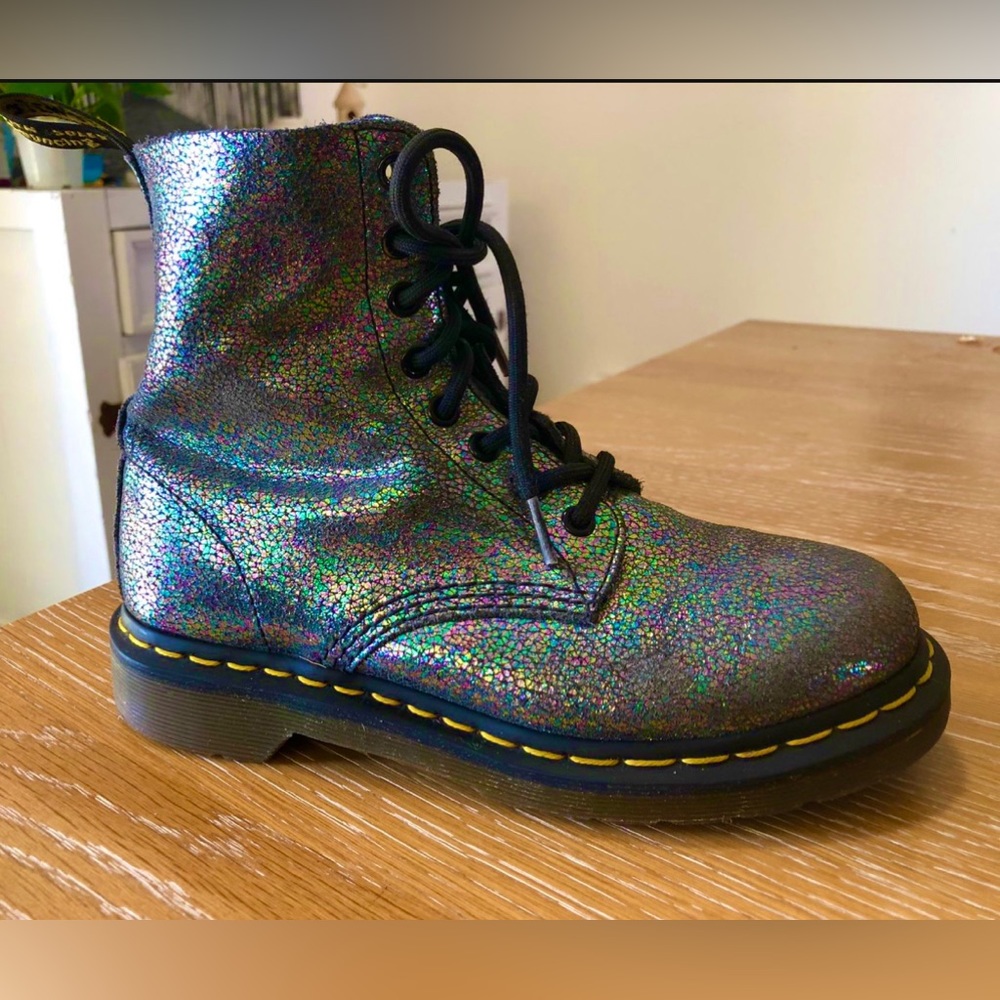 Dr. Martens iridescent / silver boots size 6